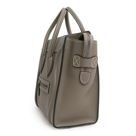 Celine Luggage Micro Shopper Handbag Drummed Calf Leather Suri Greige - Picture 5 of 10